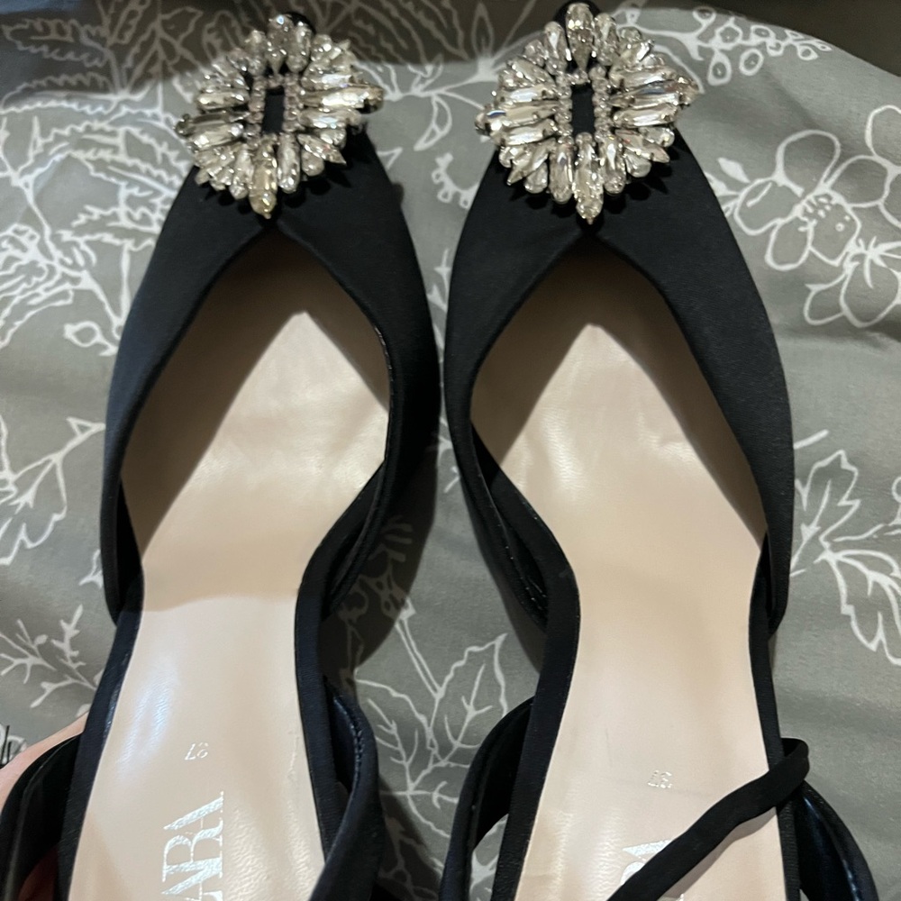 NWT Zara black embellished heels - Picture 8 of 8